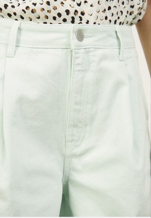Pantaloni denim bermude dama verde pastel