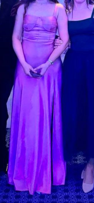 Корсетное вечернее платье - пыльная роза, атлас, красивое, размер M