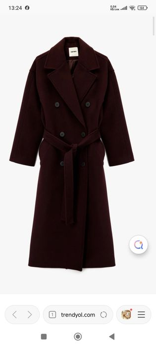Дамско палто - бордо - 38 - овърсайз