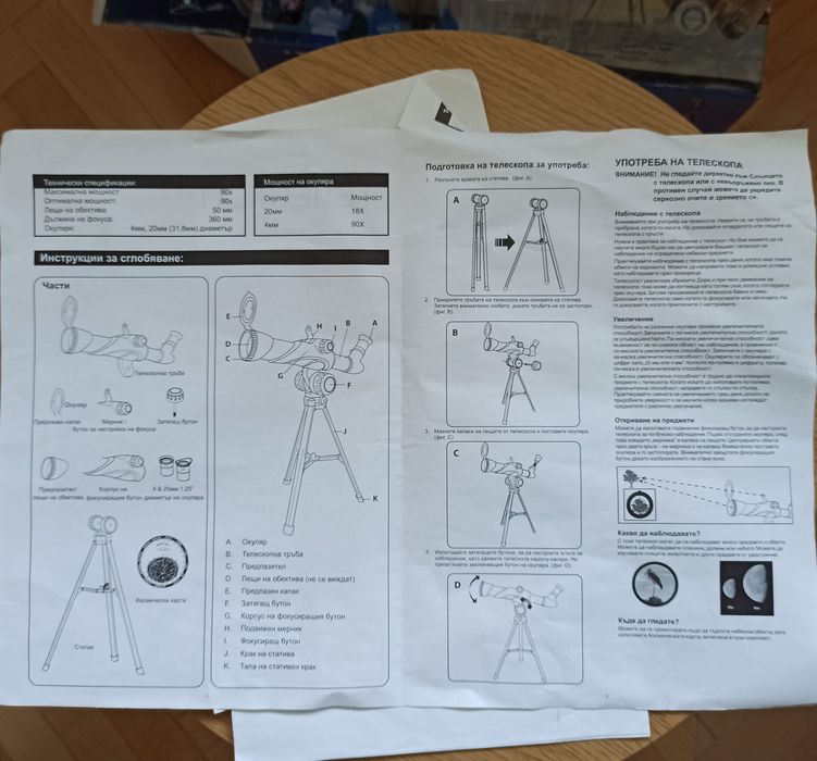 Телескоп с 90-кратно увеличение