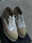 Pantofi piele alb cu crem
