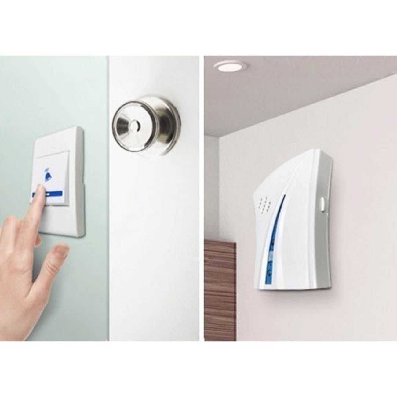 Sonerie fara fir cu baterii, telecomanda, 32 melodii, LED, raza 150 m