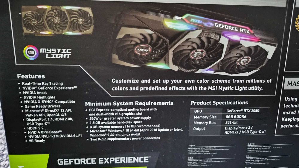 Placa Video MSI RTX 2080 Gaming X Trio, RGB, 8Gb RAM, 256 Bit, ca NOUA