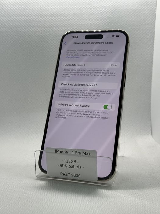 Magazin Vindem: Iphone 14 Pro Max, 128GB, 90% bateria