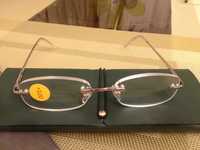 Немски очила за четене + 3 диоптъра шарнир кожен калъф