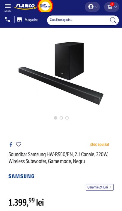 Vand Soundbar Samsung HW R550