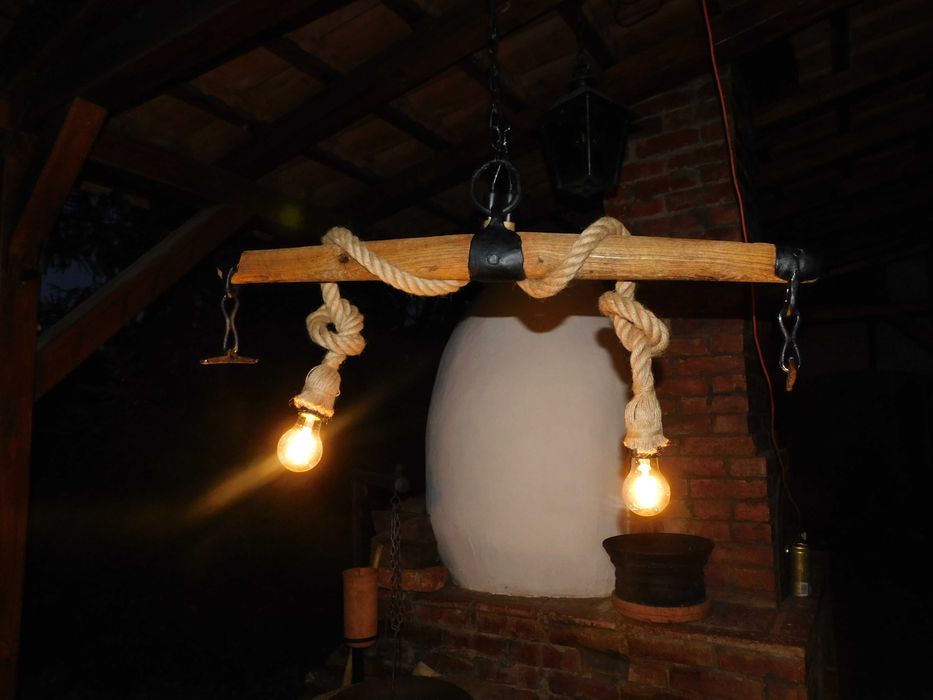 Lustra iuta, lampa suspendata vintige/retro/rustic