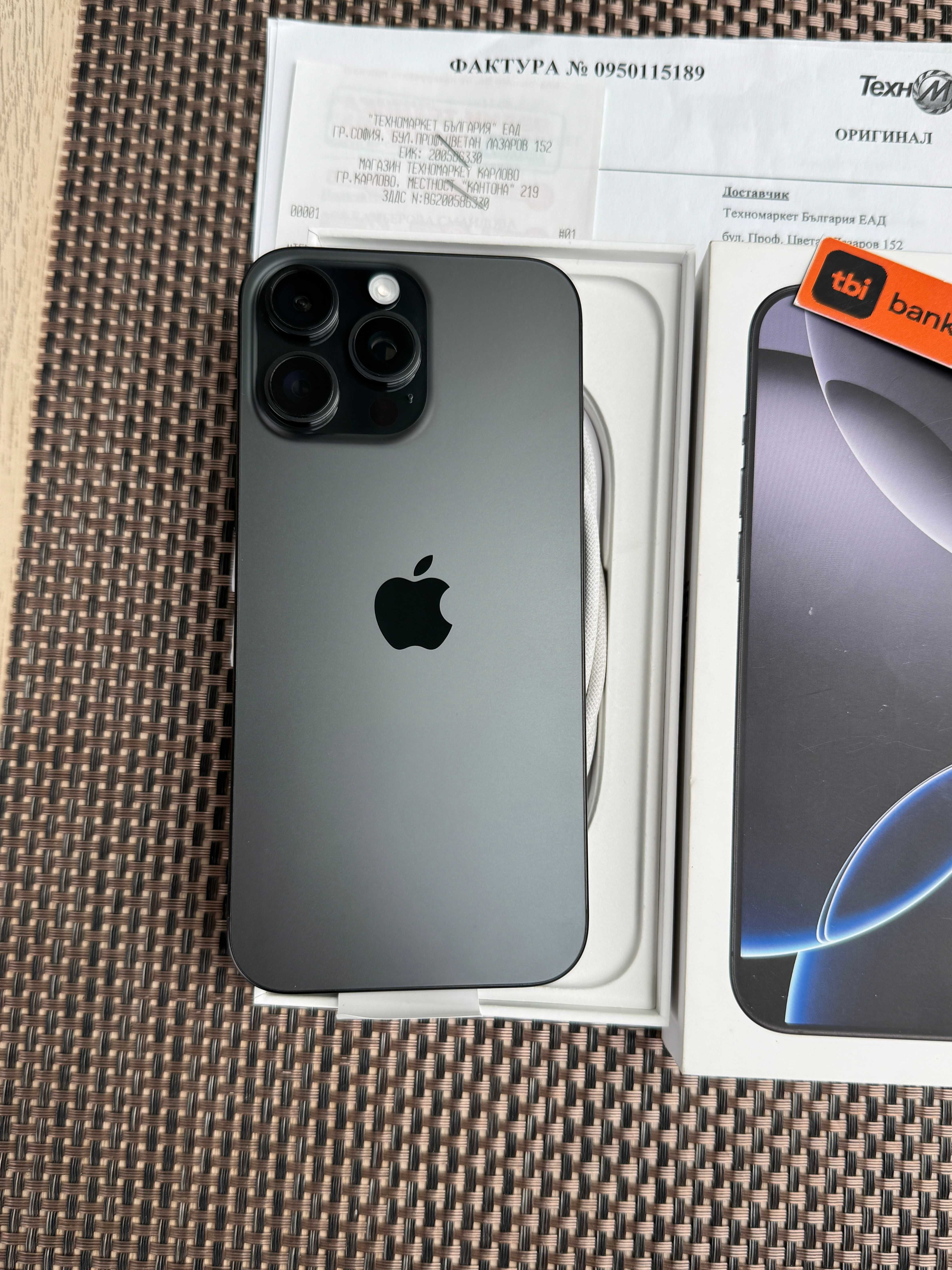 НОВ 24м ГАРАН. iPhone 16 Pro MAX Лизинг от 81лв/м Black Titanium 256GB
