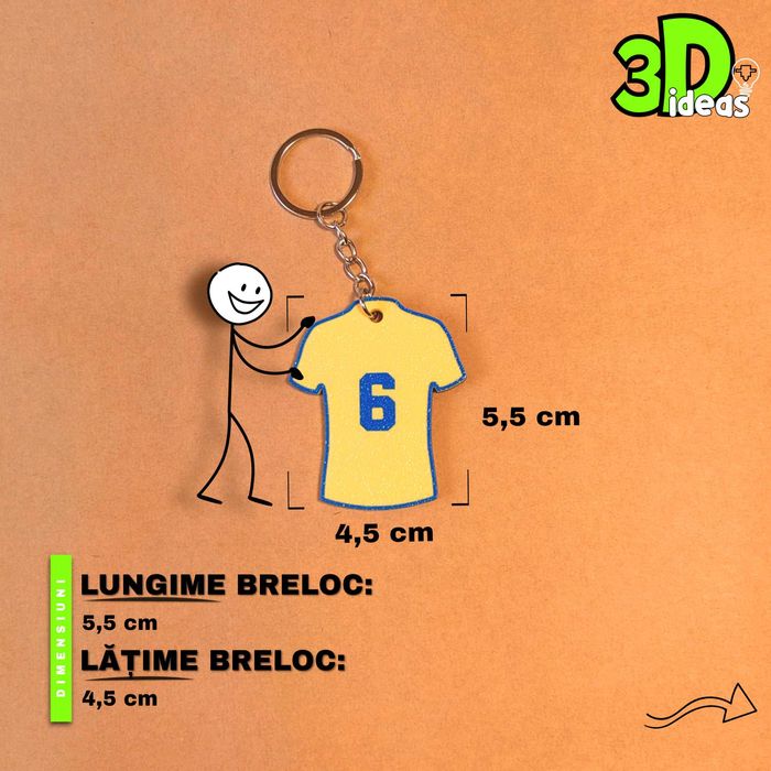 Breloc fotbal personalizat – nume și număr echipă