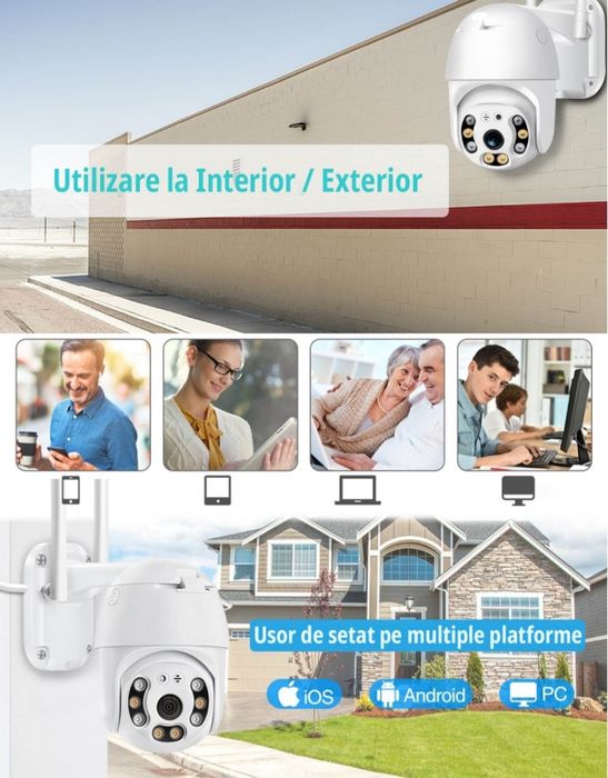 Camera supraveghere Wifi 355°Smart PTZ  senzor miscare 1080p LED+IR