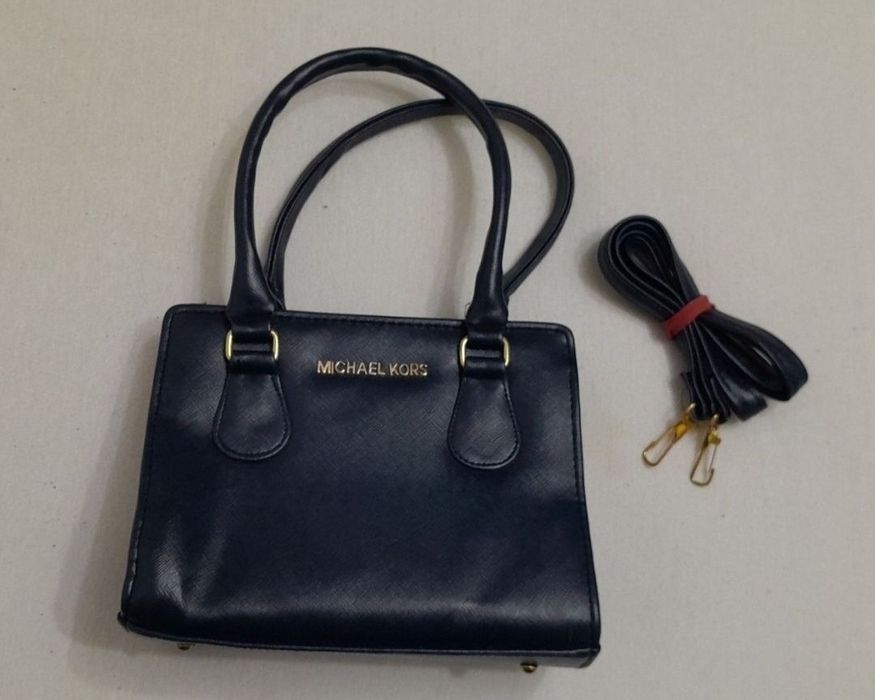 Geanta de umăr MICHAEL KORS, din piele bleumarin navy small