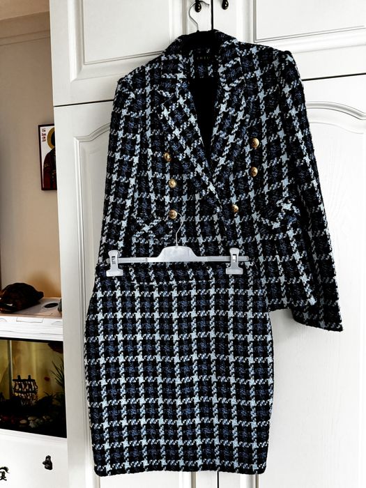 Кариран плътен костюм