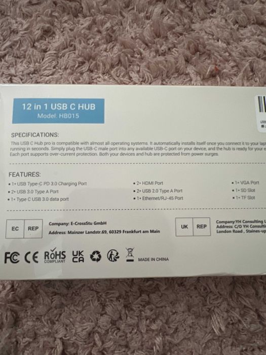 USB-C Hub Docking Station 11 ports/12 in 1 NOU SIGILAT