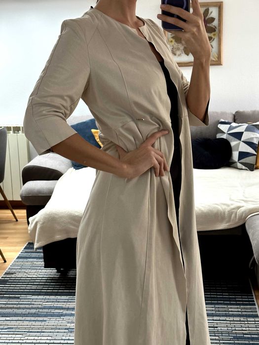 Vând pardesiu bej - piele naturala - S/M