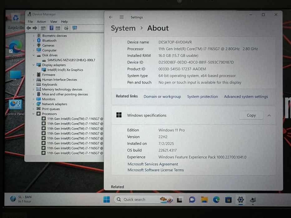 13.3' IPS i7-1165G7 Lenovo ThinkPad L13 G2 16GB DDR4/512GB NVMe/Бат 8ч