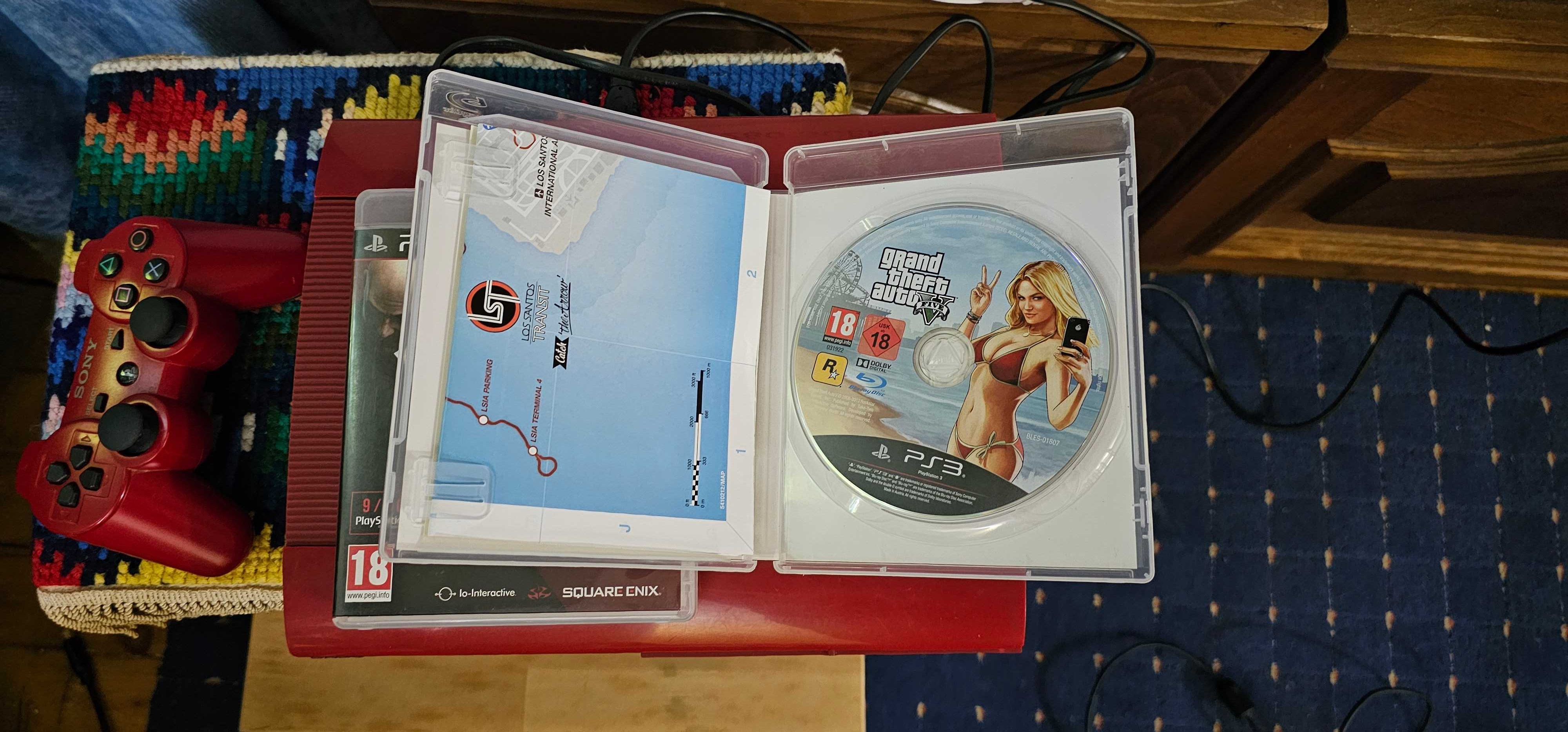 ps3 supersilm editie speciala  culoare red 500gb + controler gta 5