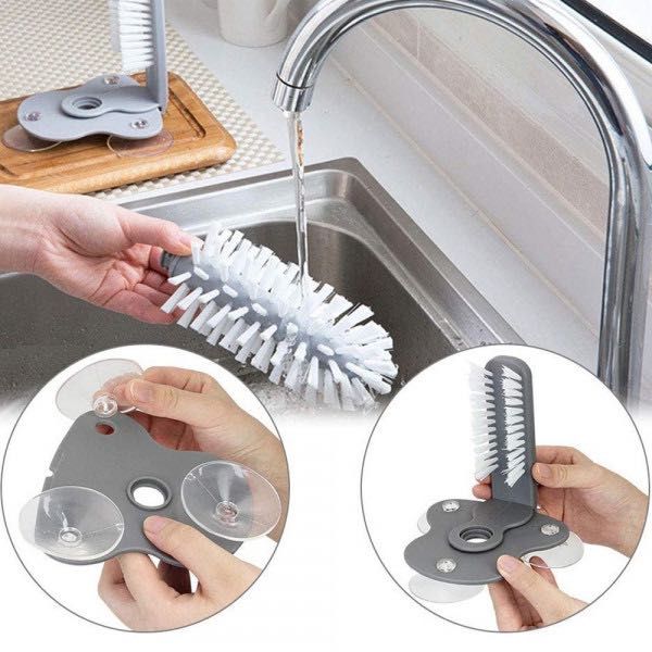 360 ° Двойна домакинска четка за миене на чаши с вакуум