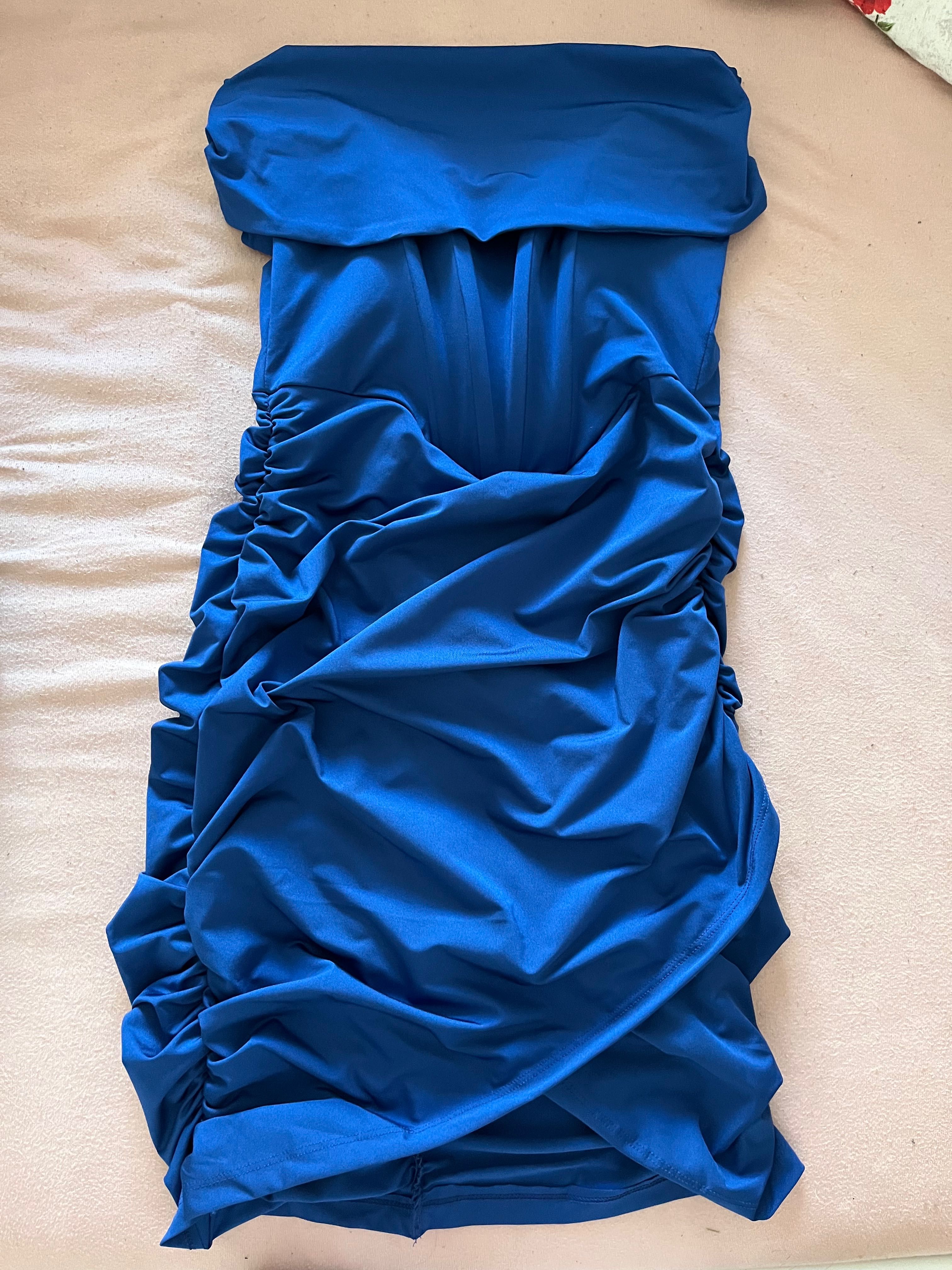 Rochie mini de seară cu corset albastru regal măsura 36/38 Trendyol