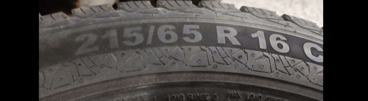 зимни гуми като нови  с джанти за Т5 215/65/16c 5х120 10мм грайфер
