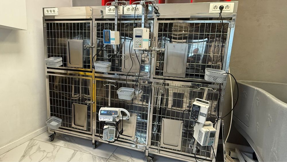 Baterie de cuști veterinare din inox