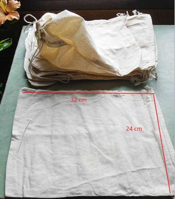 Săculeți  bumbac 32 cm / 24 cm- lot de 10 buc.