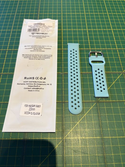 Curea Ceas Cauciuc 20mm Techsuit - Turquoise