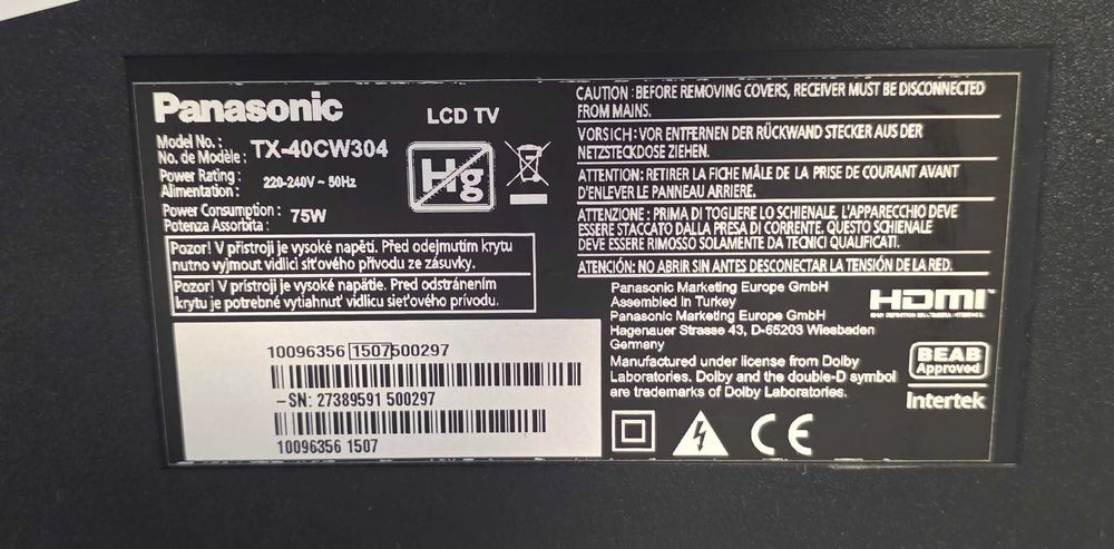 Televizor led - Panasonic TX-40CW304 - 40 inch/102 cm - impecabil