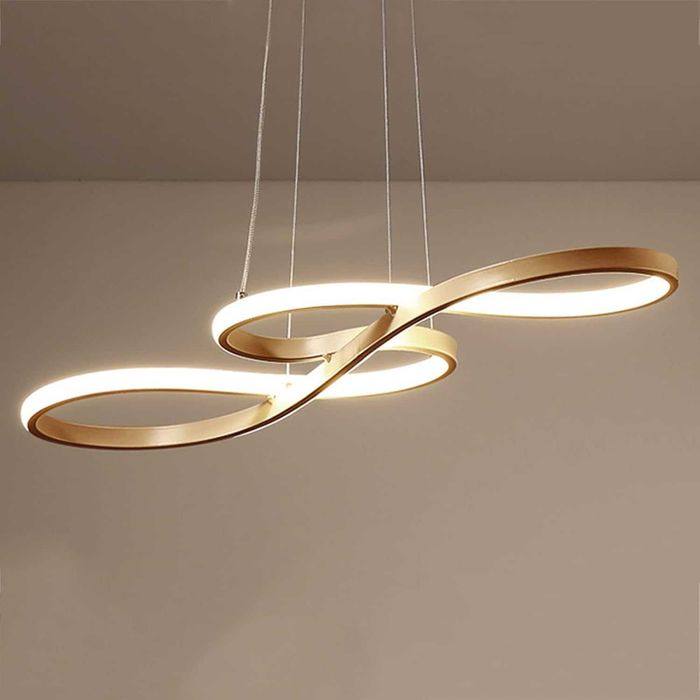 Модерен Лед led Полилей, висящ таван, златен дистанционно 222