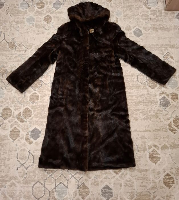 Норковая шуба, натуральная, тёмно-коричневая, размер 54