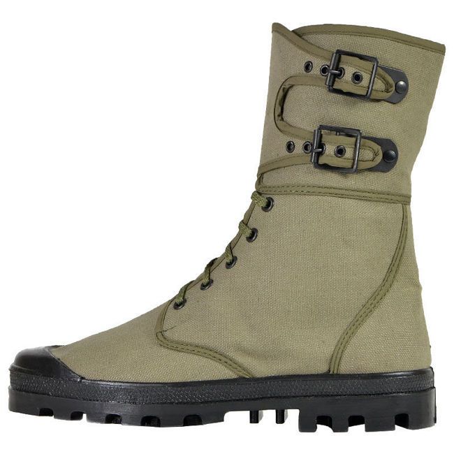 Bocanci French Commando din canvas, cu catarame, OD, masuri 39, 40, 41