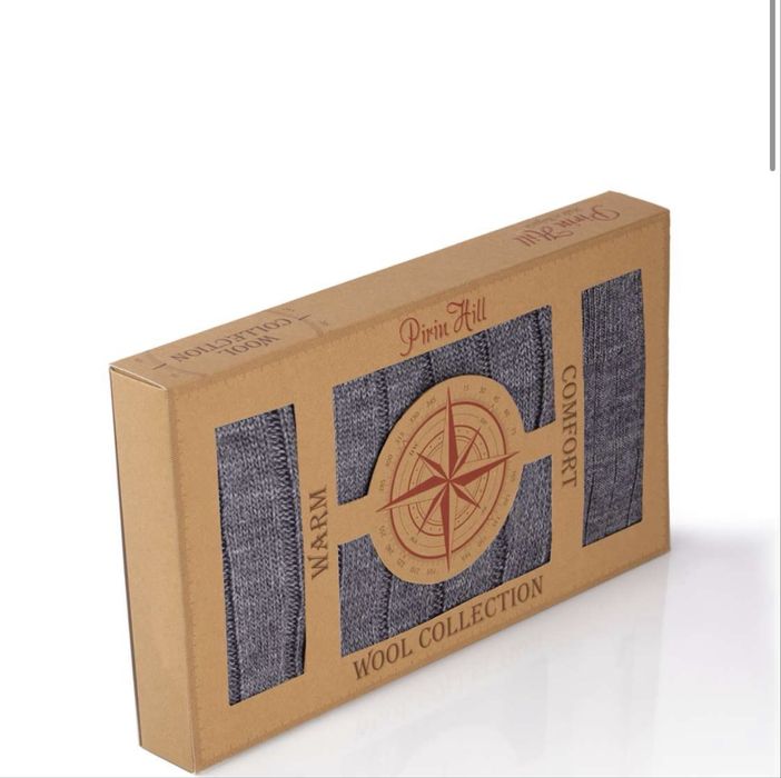 Кутия с Мерино чорапи и шал - Сив и Бял Pirin hill