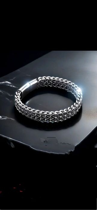 Мужской мощный браслет, нержавеющая сталь плетеный двойной ряд