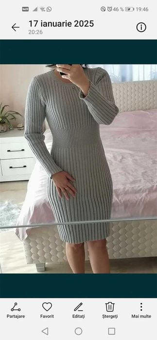 Rochie tricotata gri