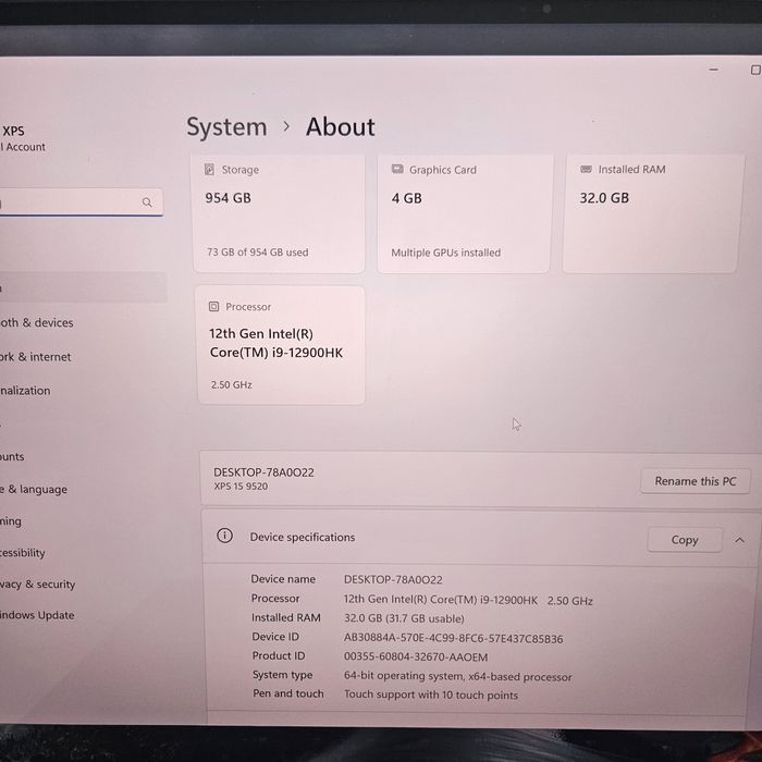 Laptop Dell XPS 15 i9-12900K RTX3050 32GB Zeus Amanet Vitan 2337