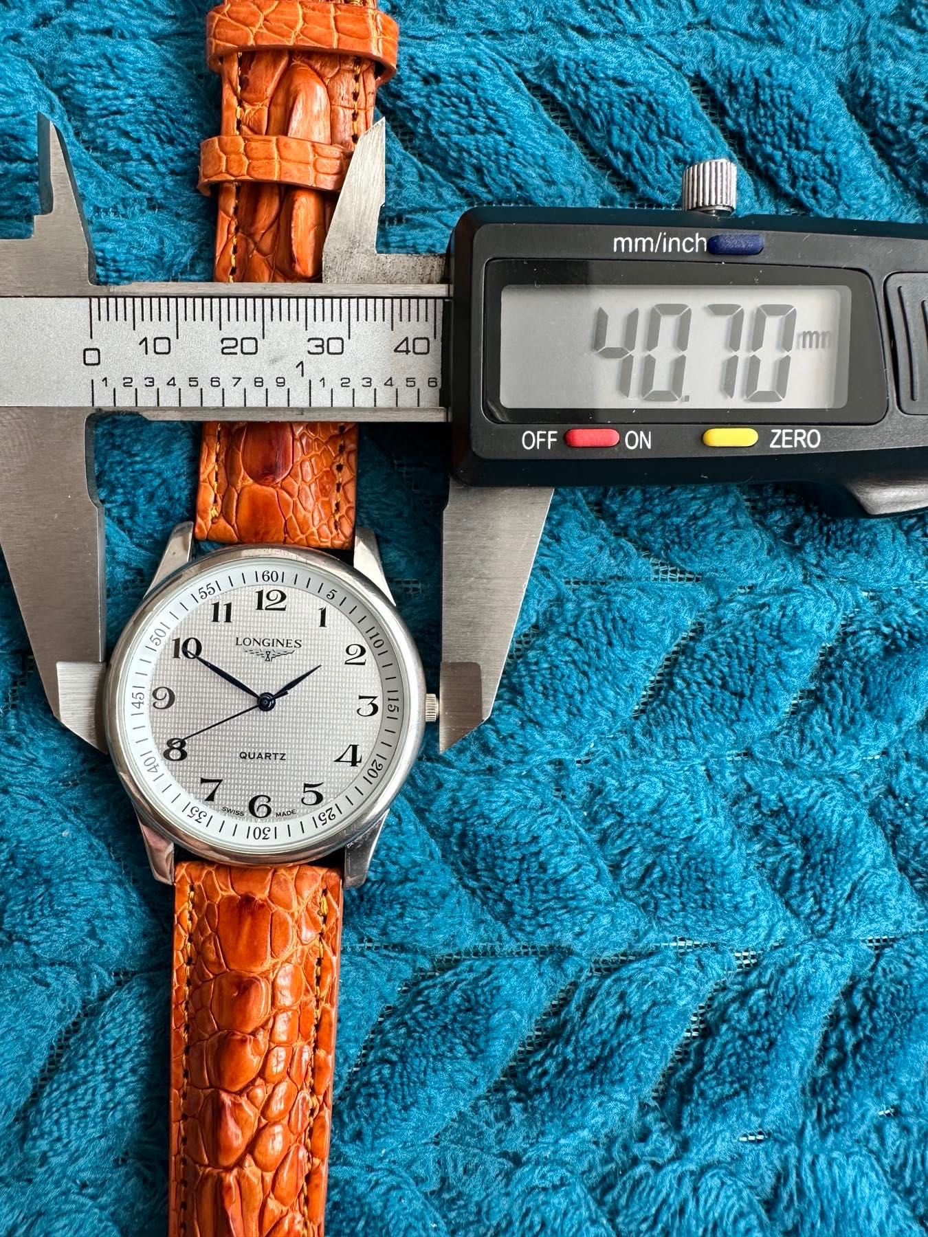 LONGINES мъжки часовник с каишка от естествена крокодилска кожа