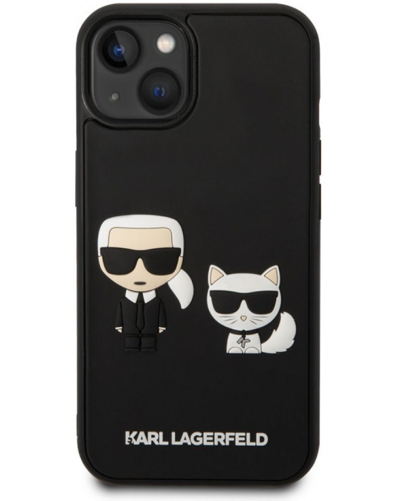 3D Калъф Karl Lagerfeld - Karl and Choupette, iPhone 14 Plus, черен