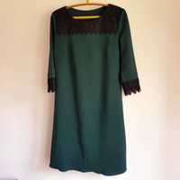 Платье тёмно зелёного цвета 1/3 рукава