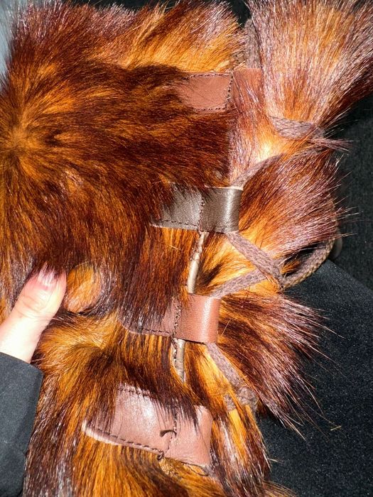 Ghete montane( vintage) din blană și piele naturală