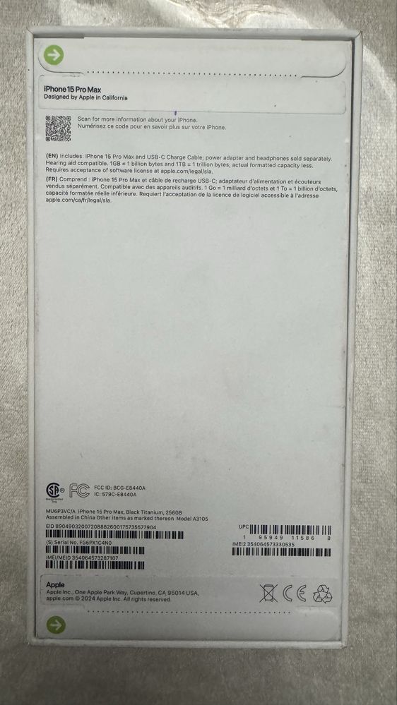 Iphone 15 Pro Max 256GB