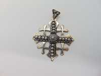 Pandantiv cruce Jerulem Jordan din argint 900