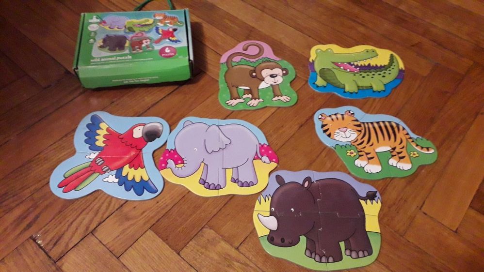 Set 6 puzzle-uri animale din 2, 3, 4 piese