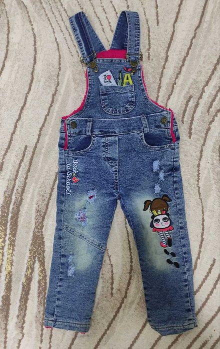 Детский джинсовый комбинезон теплый