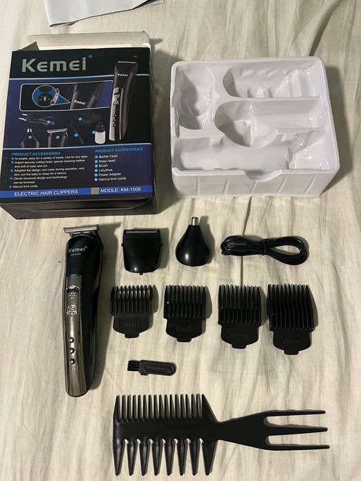 Set profesional mașină de tuns + trimmer nas + accesorii complete