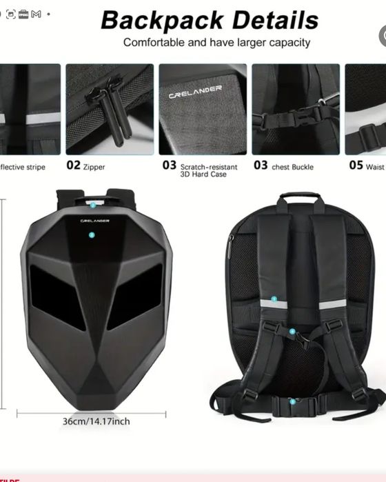 Rucsac moto casca extensibil.capacitate48x35cm Crelander nou cu ecran