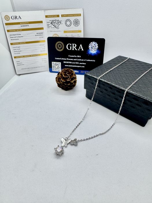 Сребърно колие с мойсанит (диамант) 1 карат