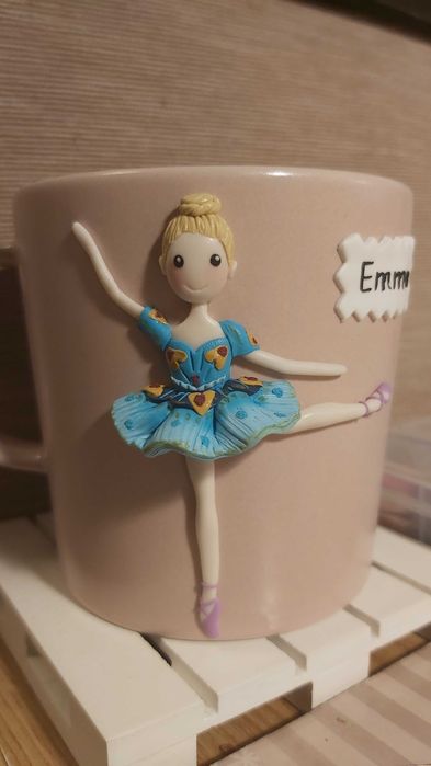 Cana cadou pentru fetite balerina din fimo handmade