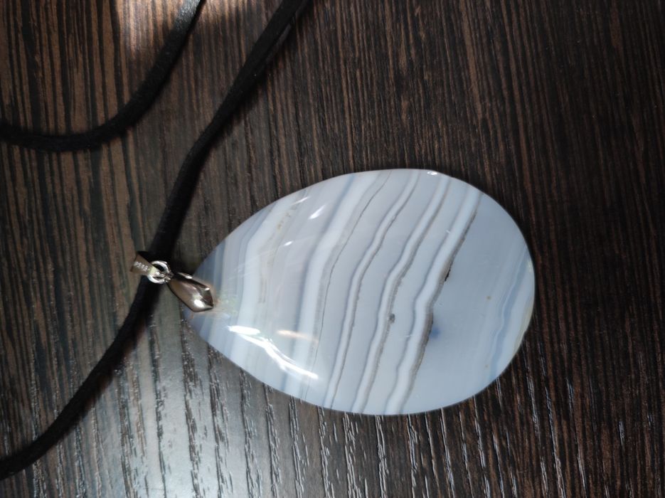 Кулон из натурального белого агата Ботсвана подвеска колье подарок