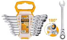 Set chei combinate cu clichet articulate 8 piese ingco