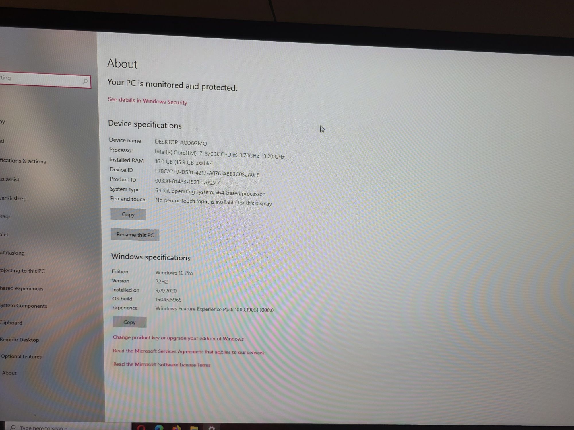 Vand Pc i7 -8700k  + desktop