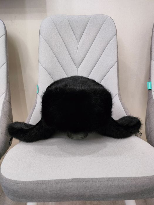 Норковая шапка-ушанка .Чёрная. Российский бренд